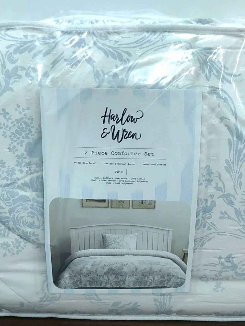 LPN - Harlow & Wren Twin Ruffle Comforter Set - Blue Floral